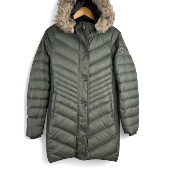 Abercrombie & Fitch 1892 Down Filled Quilted Faux Fur Hooded Parka Puffer - Picture 7 of 10